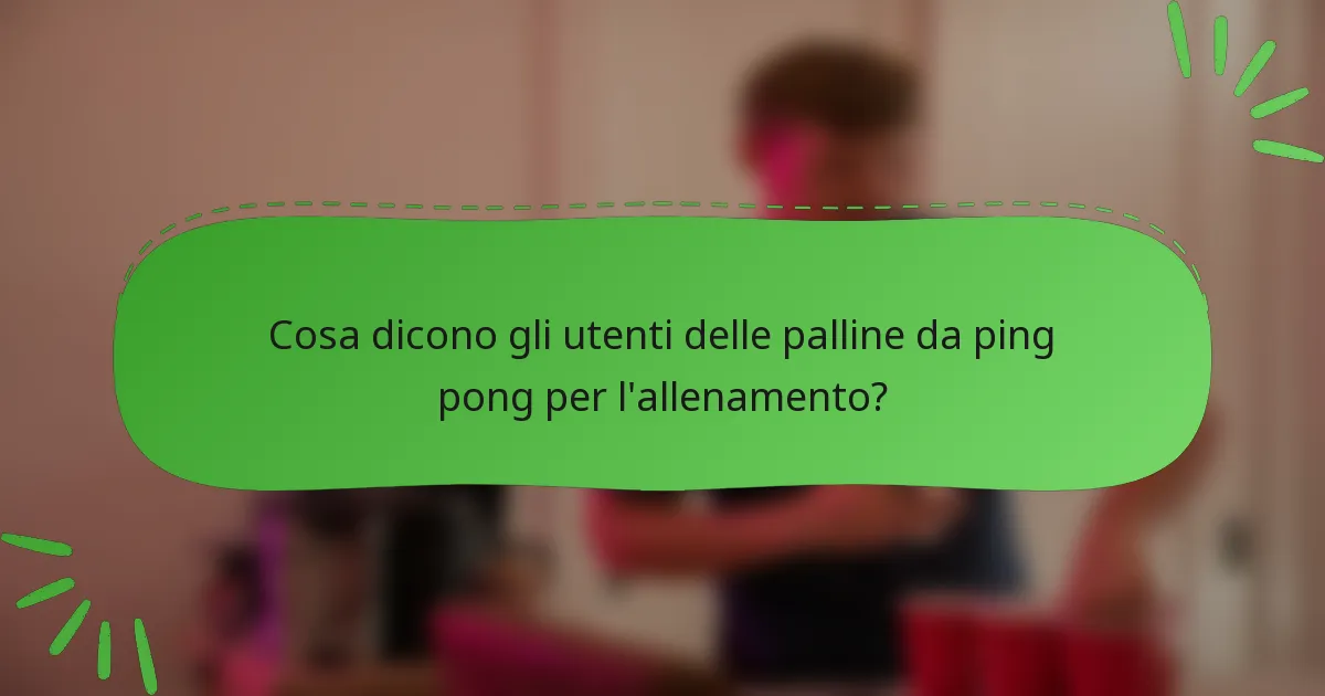 Cosa dicono gli utenti delle palline da ping pong per l'allenamento?